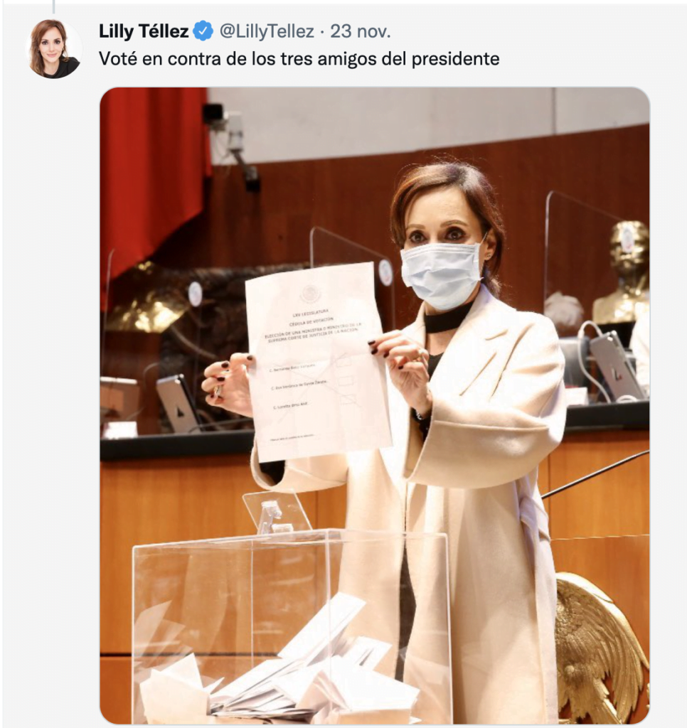 Lilly Téllez vota contra los amigos de AMLO en la Suprema Corte